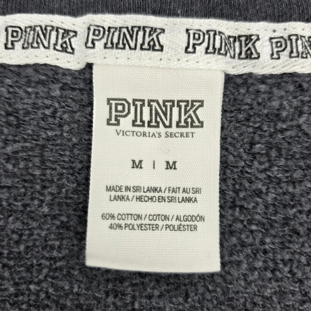 PINK Victoria's Secret Gray Neon Dog Logo Sequin Bling Full Zip Hoodie Medium